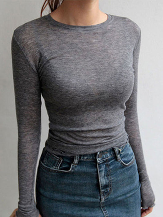 Women's Casual Long Sleeve Elastic T-Shirt