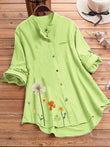 Women's Floral Pattern Button Down Long Sleeve Blouse