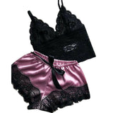 2PCS Women's Lace Sleepwear Set Tops and Shorts