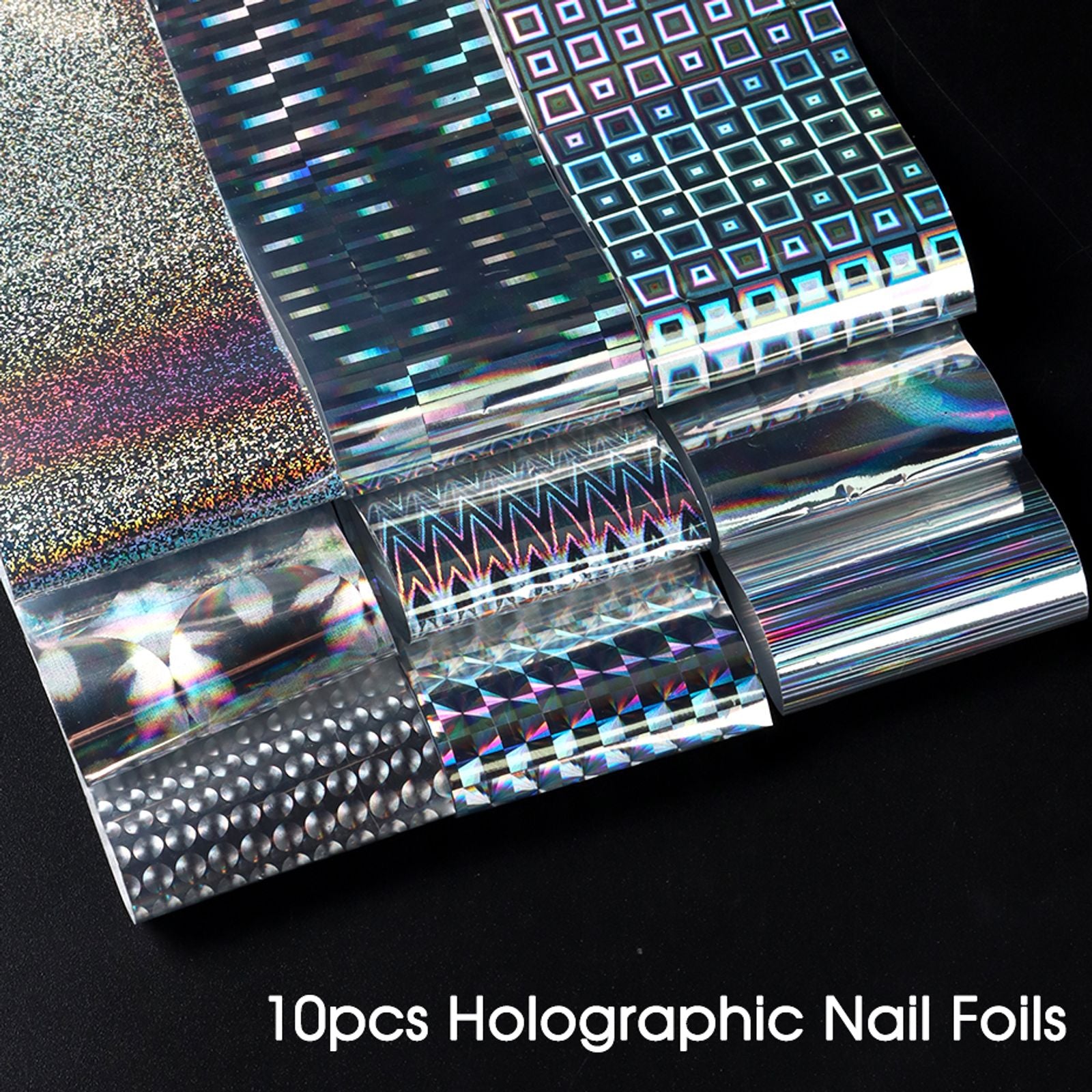 Holographic Chrome Silver Nail Art Foil Transfer Stickers