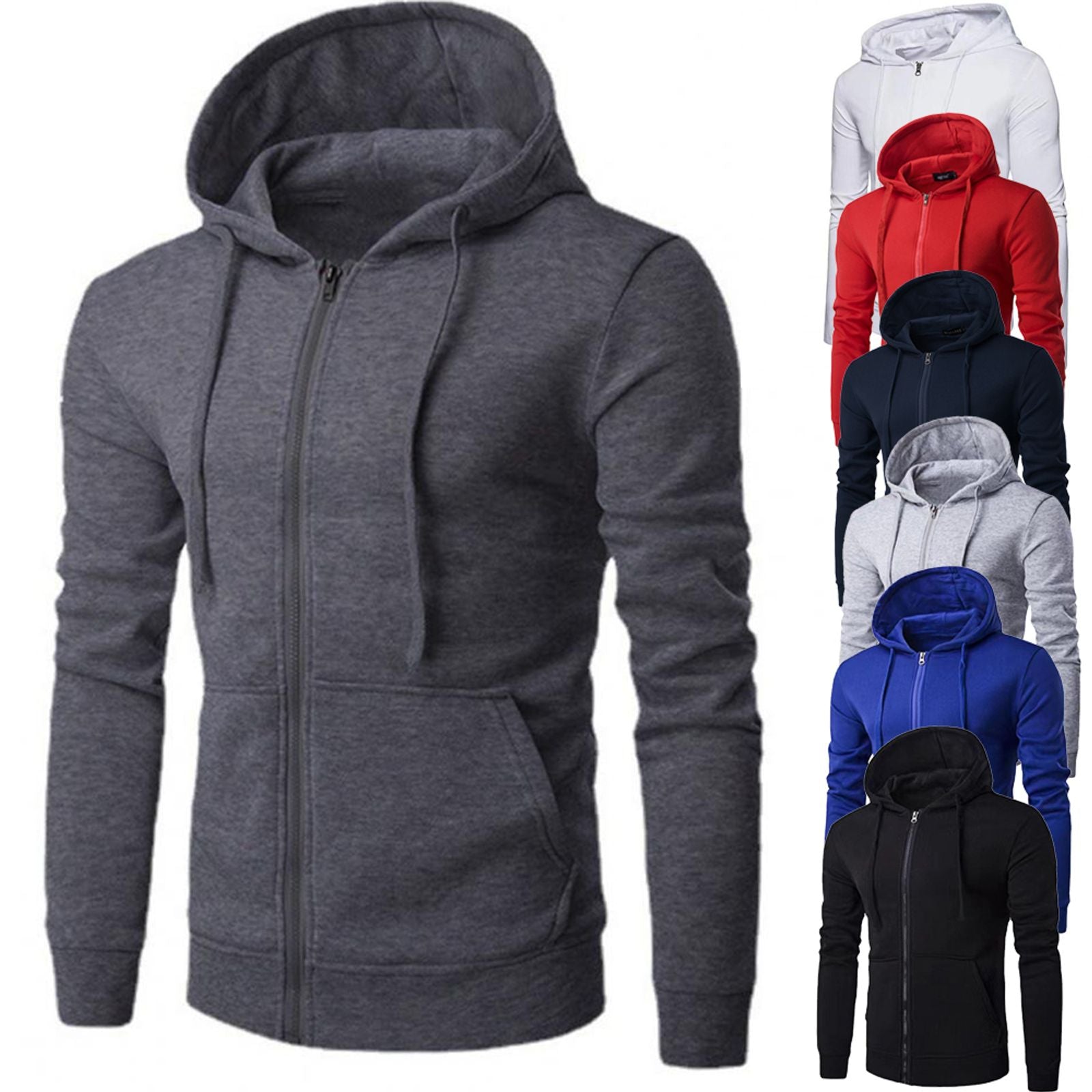 Men's Autumn Long Sleeve Hoodie with Zipper Closure