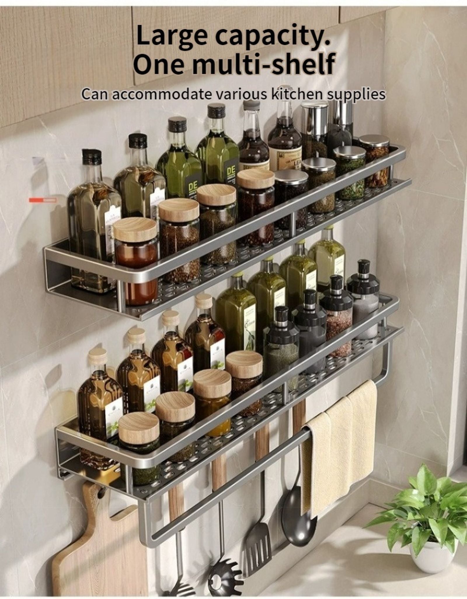 Multifunctional Wall Mounted Seasoning Storage Rack