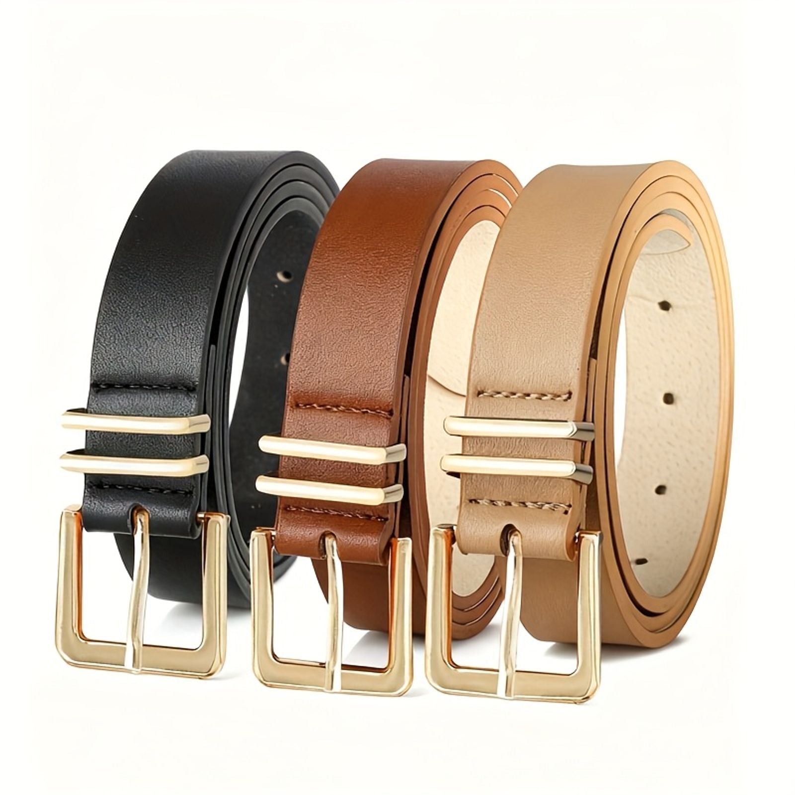 Women's Adjustable Faux Leather Pin Buckle Belt
