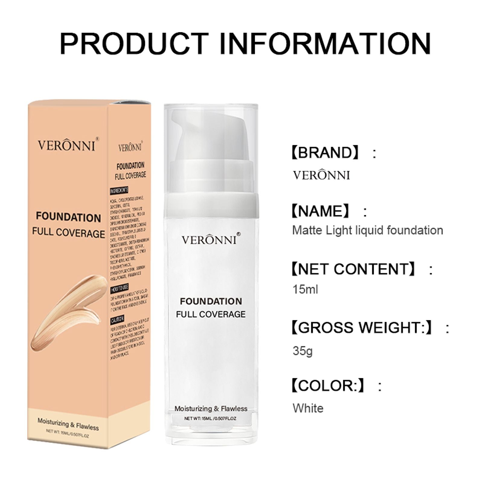 Pure White Liquid Foundation - Long-lasting Adjuster