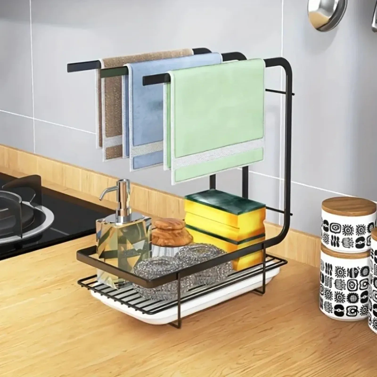 Wall Mounted Kitchen Dish Cloth Holder and Drying Rack