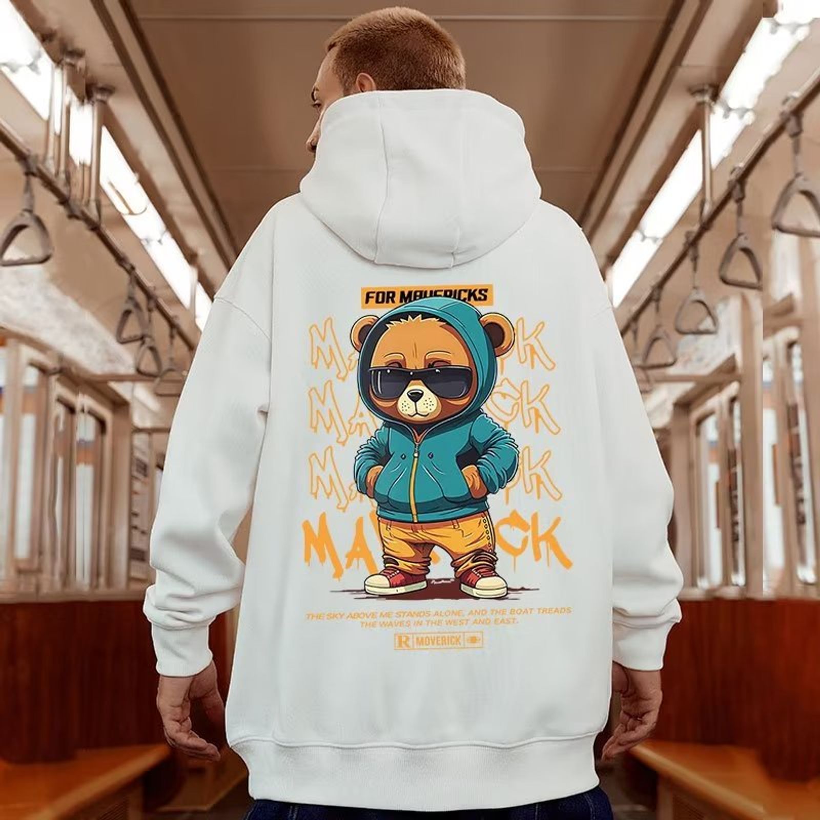 Unisex Teddy Bear Print Hoodie - American Street Style