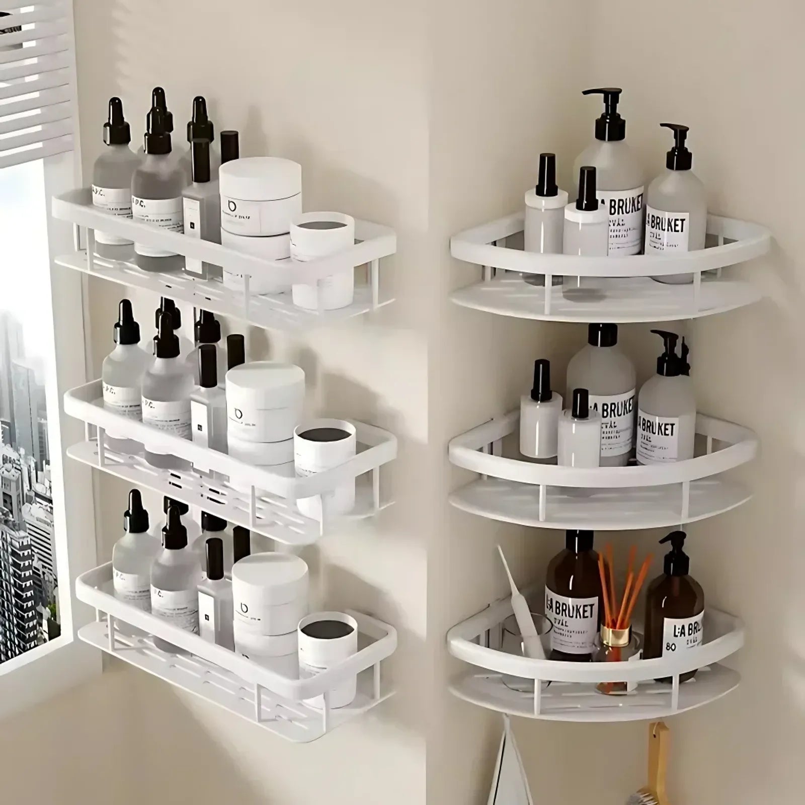 Aluminum Alloy Bathroom Shelf Organizer - No Drill