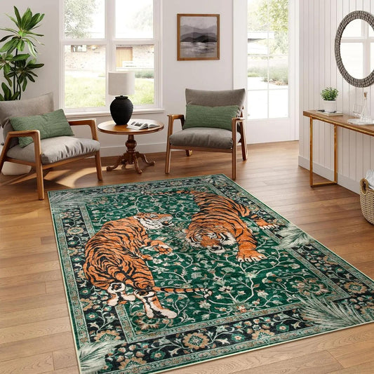 Green Bohemian Jungle Tiger Door Mat