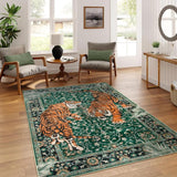 Green Bohemian Jungle Tiger Door Mat