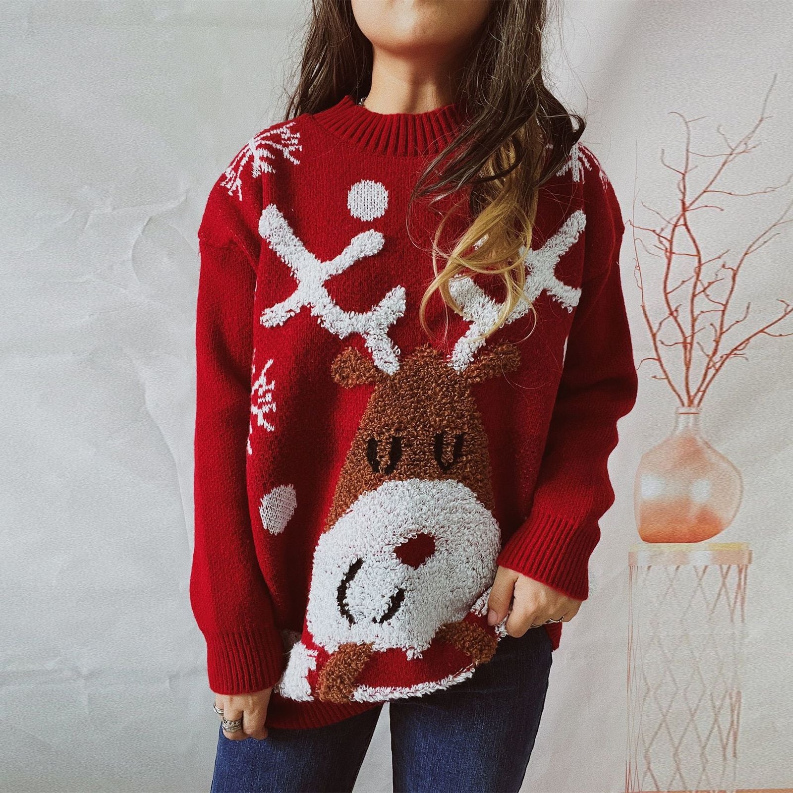 Women's Christmas Elk Pullover Sweater