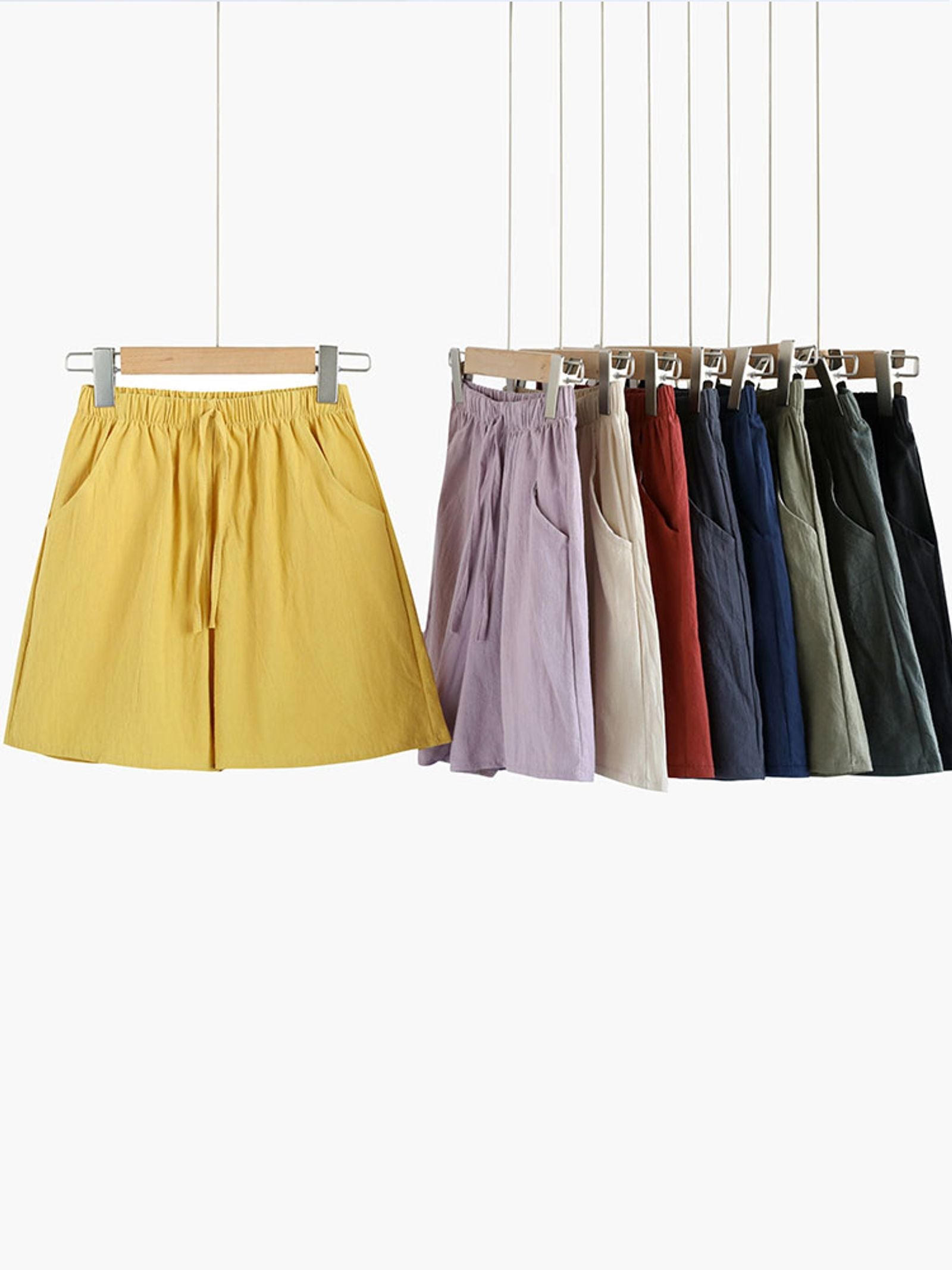 High Waisted Casual Linen Shorts for Women