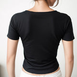 Solid Color Short Sleeve T-Shirt for Women