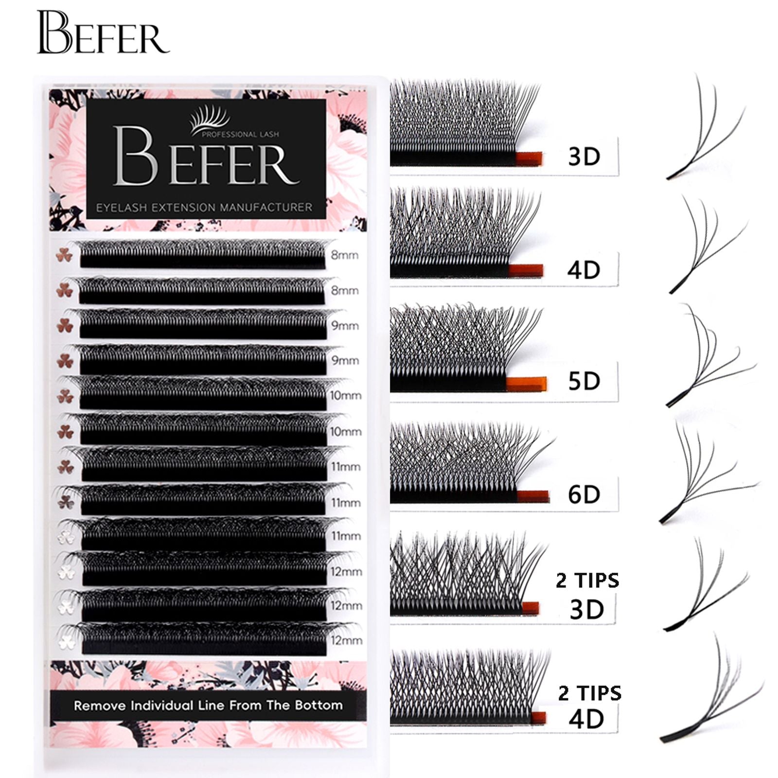 Befer W Shaped Fake Eyelash Extensions - 3D to 6D Variants