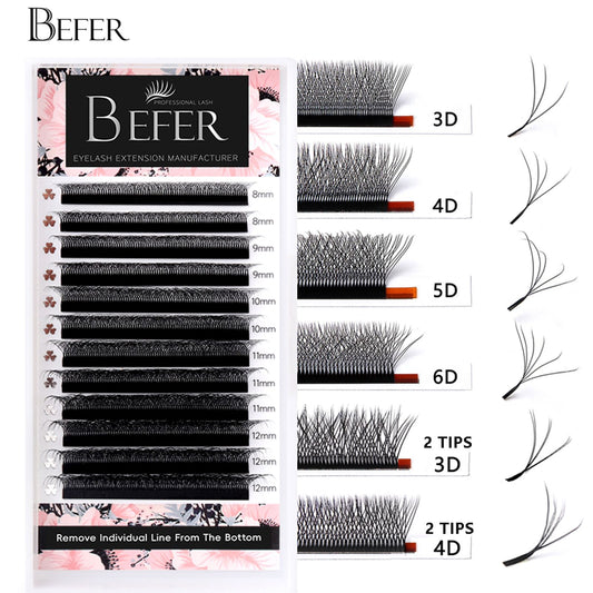 Befer W Shaped Fake Eyelash Extensions - 3D to 6D Variants