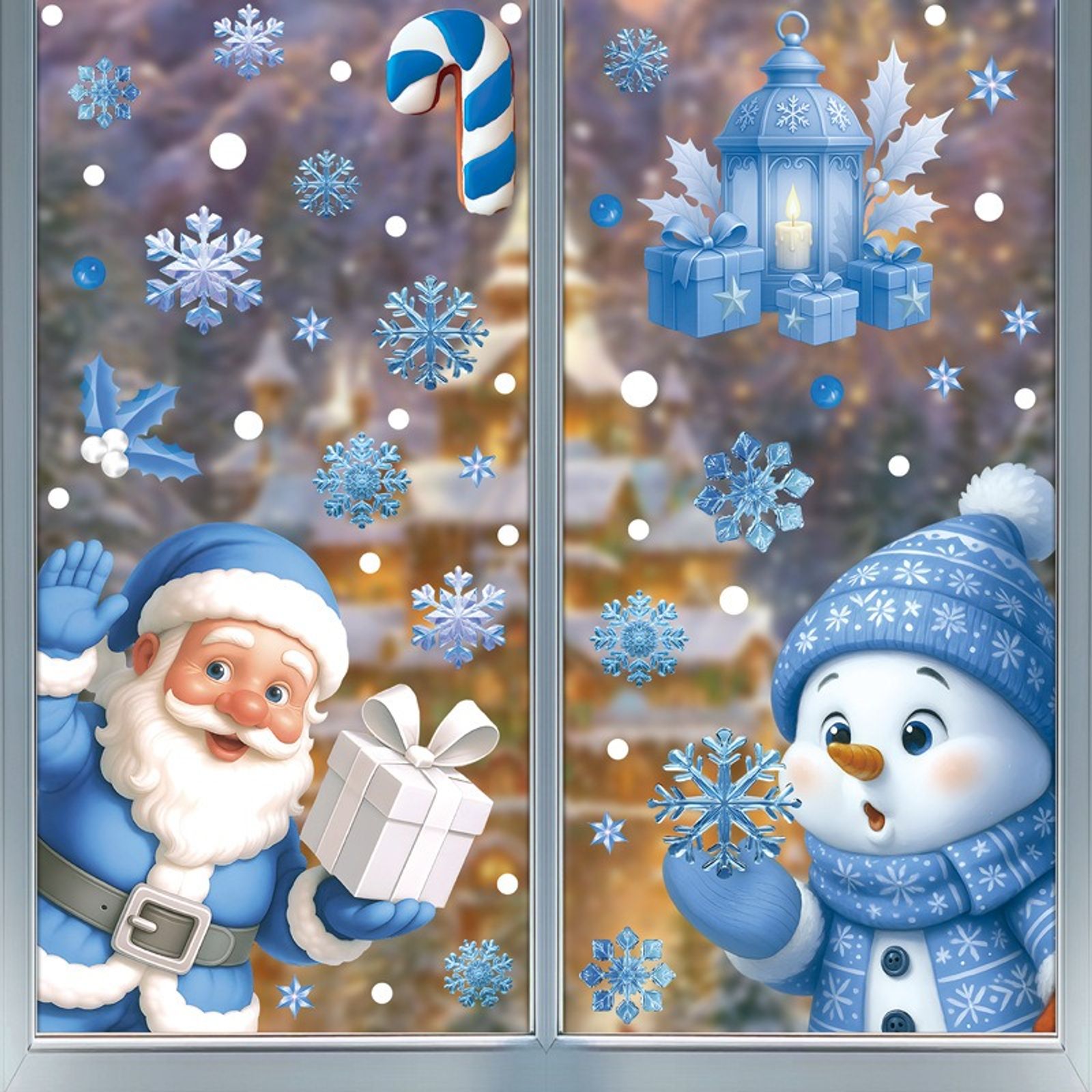 Christmas Window Stickers - Snowman, Santa, Snowflake & Elk