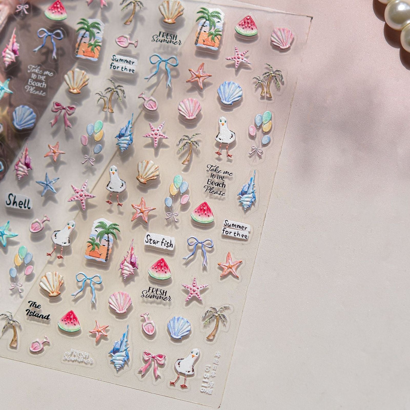 Ocean-Themed Self-Adhesive Nail Art Stickers