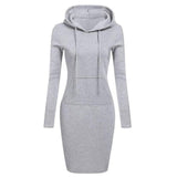 Ladies Autumn Hooded Dress Sweatshirt