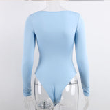 Long Sleeve Square-Cut Collar Bodycon Bodysuit