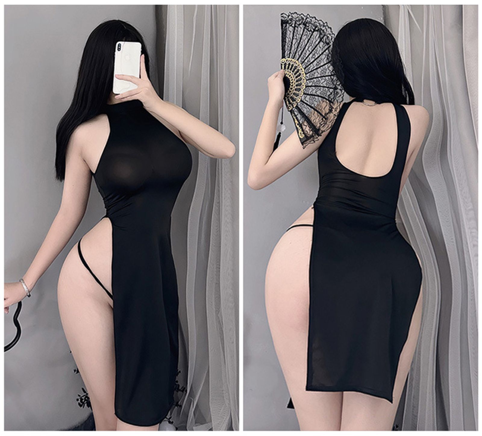 Women's High Split Backless Cheongsam Dress