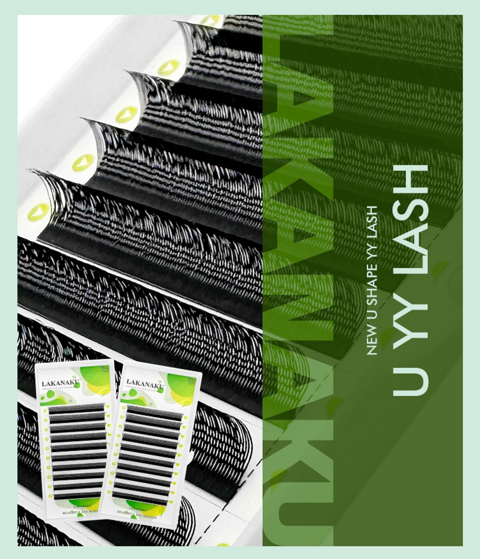 Lakanaku 2D Eyelash Extensions - U YY Fiber Double Tips