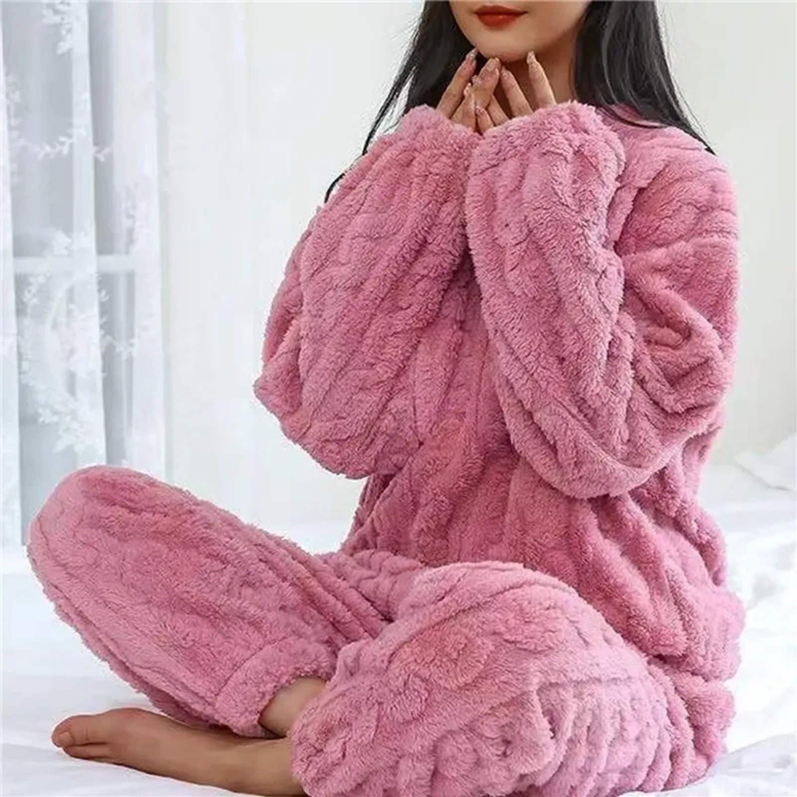 Women's Thickened Coral Velvet Winter Pajamas Set