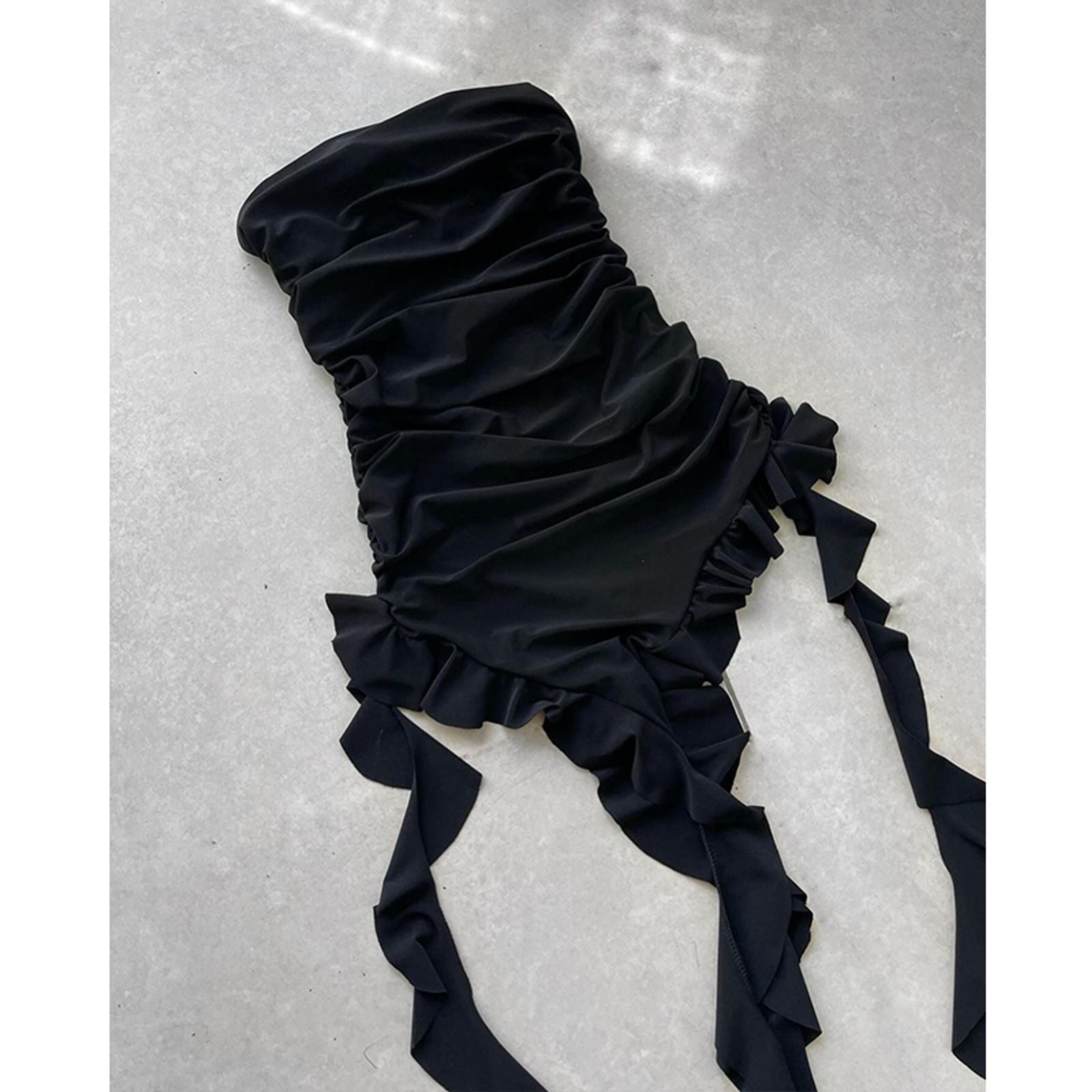 Women’s Strapless Floral High Slit Mini Dress