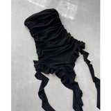 Women’s Strapless Floral High Slit Mini Dress