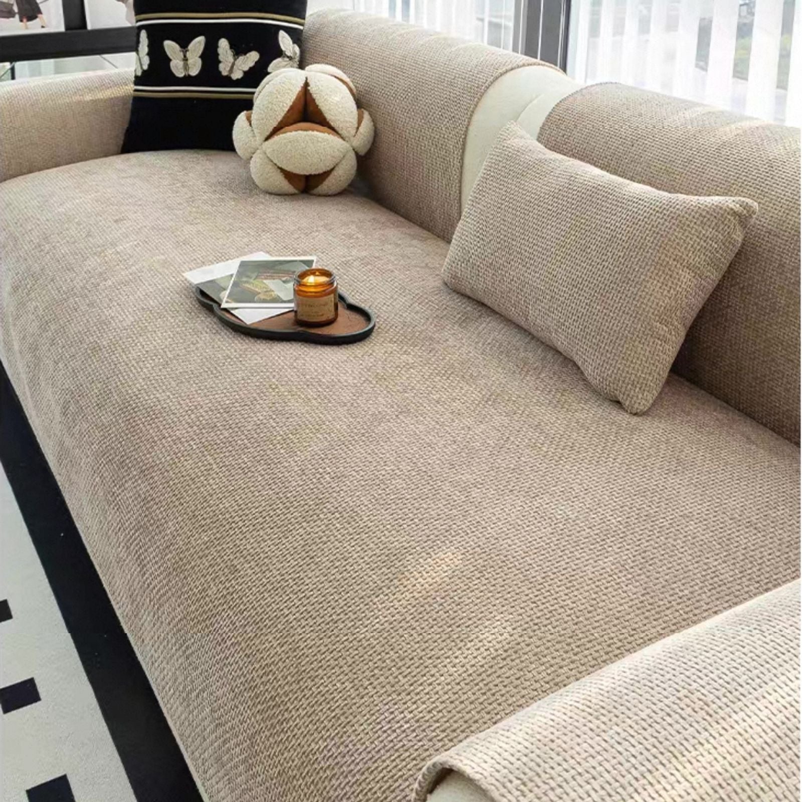 Minimalist Jacquard Anti-Slip Sofa Cover for All Seasons