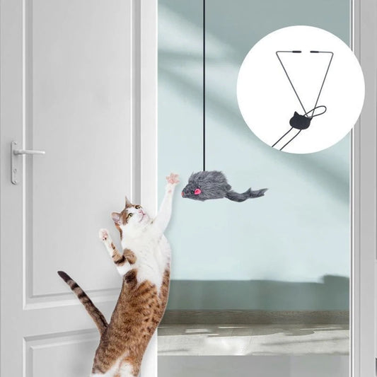 Hanging Door Mouse Teasing Toy for Cats
