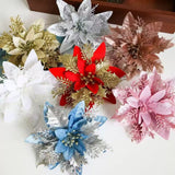 20 Pcs Glitter Artificial Christmas Flowers for Holiday Decor