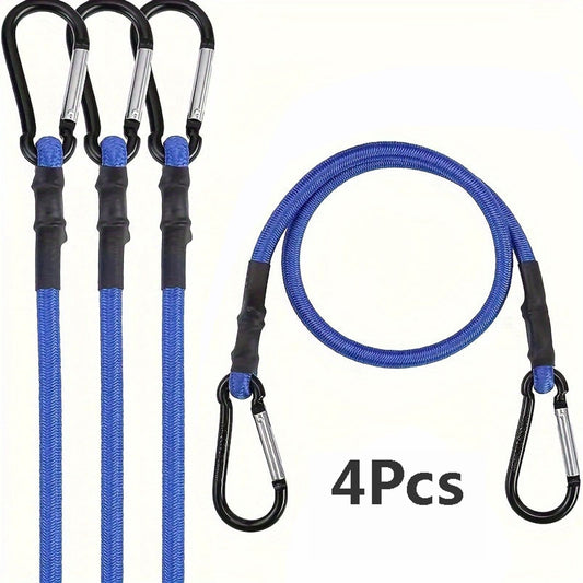 4pcs Aluminum Alloy Hooks with Elastic Ropes for Camping