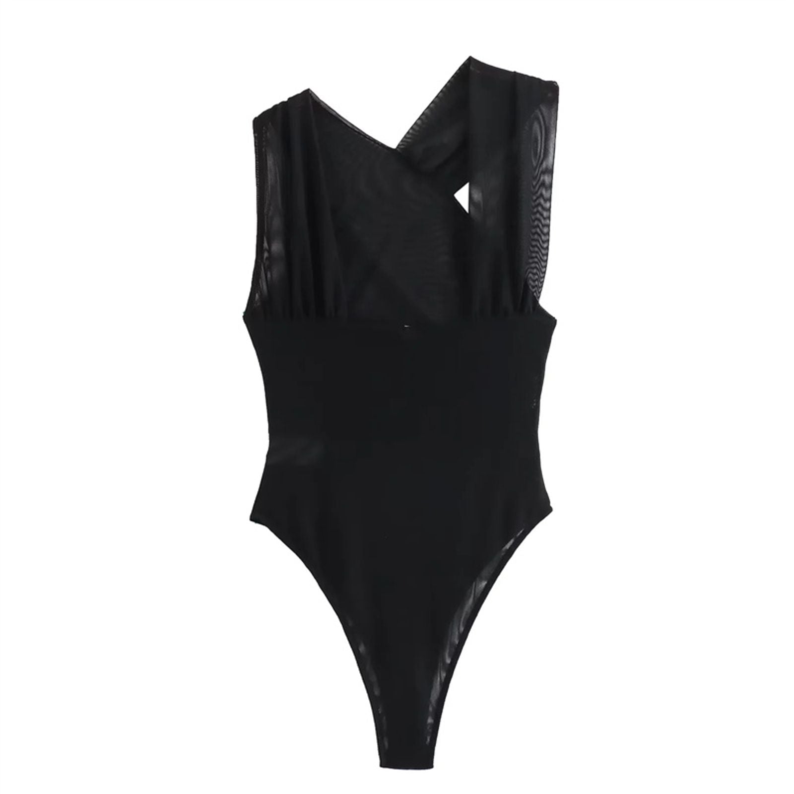 Leopard Print Mesh Sleeveless Bodysuit for Women