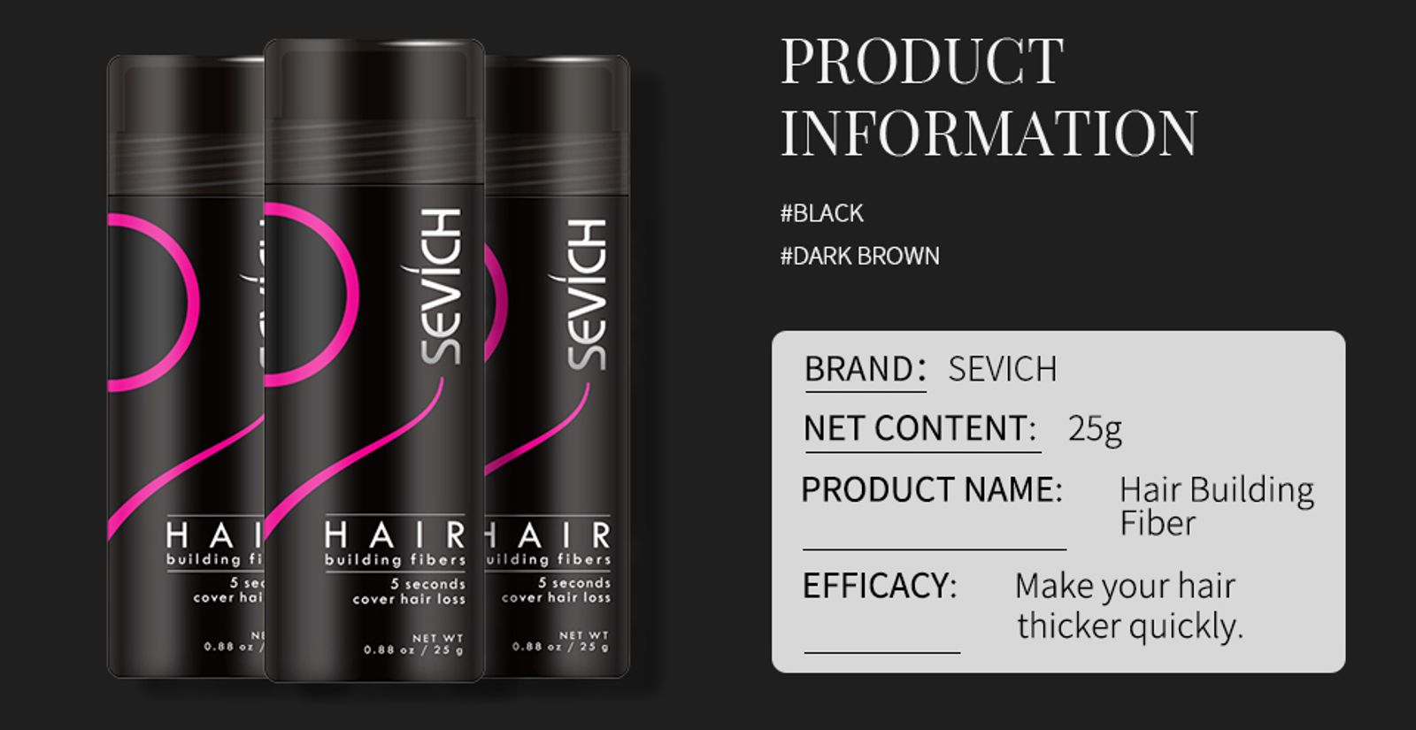 SEVICH Hair Building Fiber Set for Hair Loss Treatment