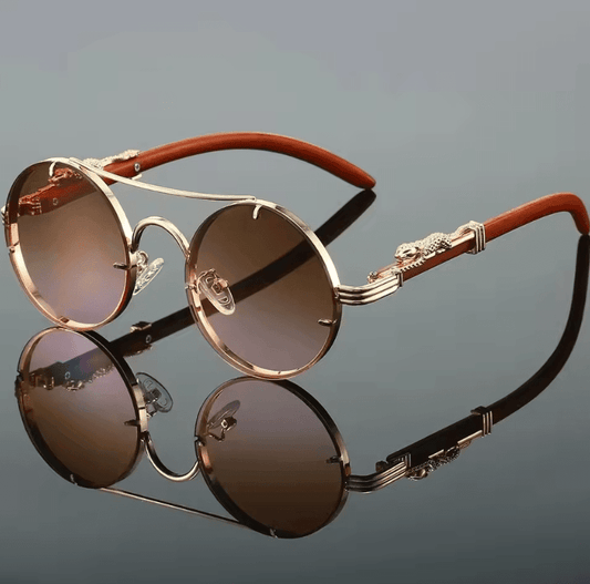 Vintage Punk Round Sunglasses – Double Bridge Multicolor Shades for Men & Women